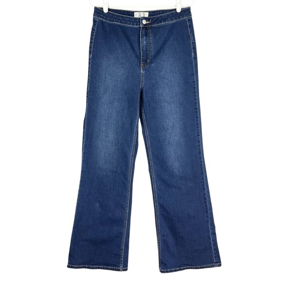 We The Free Women's Wide-Leg Stretch Blue Denim Jeans Size 31 High Rise NWOT - Picture 1 of 10
